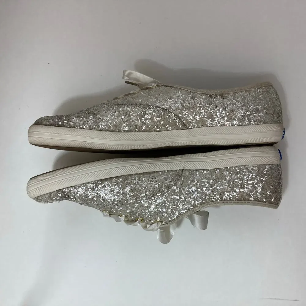 Keds x Kate Spade New York Champion Glitter Cream Lace Up Ribbon Sneakers